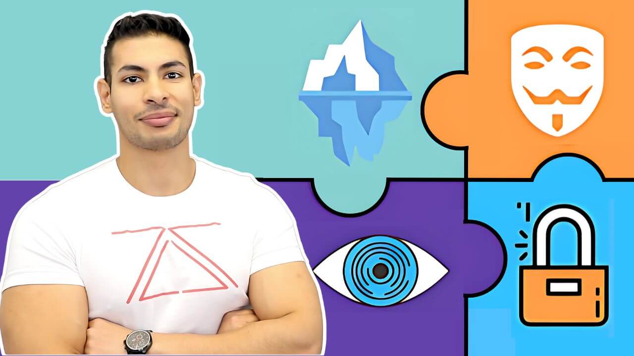 Thumbnail for zSecurity’s “Dark Web Anonymity Privacy Security” course featuring Zaid Sabih alongside symbolic puzzle pieces representing privacy, security, and anonymity concepts. Dark Web Anonymity Privacy Security course thumbnail showing Zaid Sabih next to puzzle pieces featuring an iceberg, eye, lock, and anonymous mask on a colorful background.