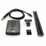 Complete ALFA AWUS036ACH dual-band USB WiFi adapter kit, including USB cable, two antennas, mounting clip, and accessories.