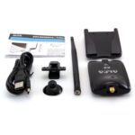Full package contents of ALFA AWUS036NHA adapter including antenna, USB cable, mount, and manual.