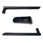 zSecurity dual-band USB WiFi adapter with RTL8812AU chipset shown with two detachable 5 dBi antennas for 2.4GHz and 5GHz networks
