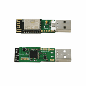 The zSecurity Cactus Wi-Fi Keystroke Injection BadUSB, a discreet device for executing remote keystroke injection attacks via Wi-Fi, perfect for ethical hackers and penetration testers. Internal view of Cactus BadUSB showing ESP-12S Wi-Fi module and Atmega32u4 microcontroller