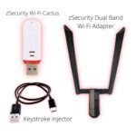 Labeled Hacking Essentials Bundle by zSecurity – includes Wi-Fi Cactus, USB-C keystroke injector cable, and dual-band USB Wi-Fi adapter with dual antennas