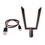 zSecurity PenTesting Kit – RTL8812AU dual-band USB Wi-Fi adapter with dual antennas and USB-C keystroke injector cable