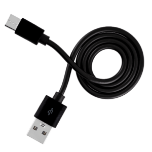 A black BadUSB-C keystroke injection cable featuring a USB-A connector on one end and a USB-C connector on the other.