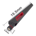 A dual-band Wi-Fi adapter with two large 12 dBi antennas, supporting 2.4GHz and 5.8GHz frequencies, equipped with RP-SMA connectors for enhanced wireless performance.