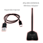 The Alfa AWUS036NHA Wireless Adapter and a USB-C keystroke injector cable, designed for wireless penetration testing and USB-based security assessments.