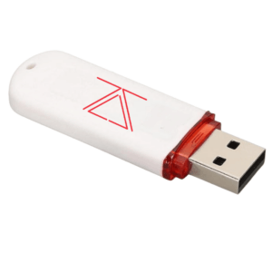 A top and side view of the zSecurity Cactus USB device, designed to perform keystroke injection attacks over Wi-Fi, featuring a sleek white design with red accents and the zSecurity logo.