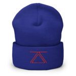 Royal blue cuffed beanie with the zSecurity logo embroidered in red on the front.