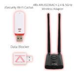 Labeled zSecurity Advanced Network Hacking Kit – includes Wi-Fi Cactus, USB data blocker, and Alfa AWUS036ACH dual-band wireless adapter