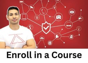 Zaid Sabih invites learners to enroll in the Network Hacking Continued course to advance their skills in intermediate to advanced network penetration testing. Zaid Sabih standing next to a red background with a network security shield icon and interconnected devices, promoting the zSecurity Advanced Network Hacking Continued course.